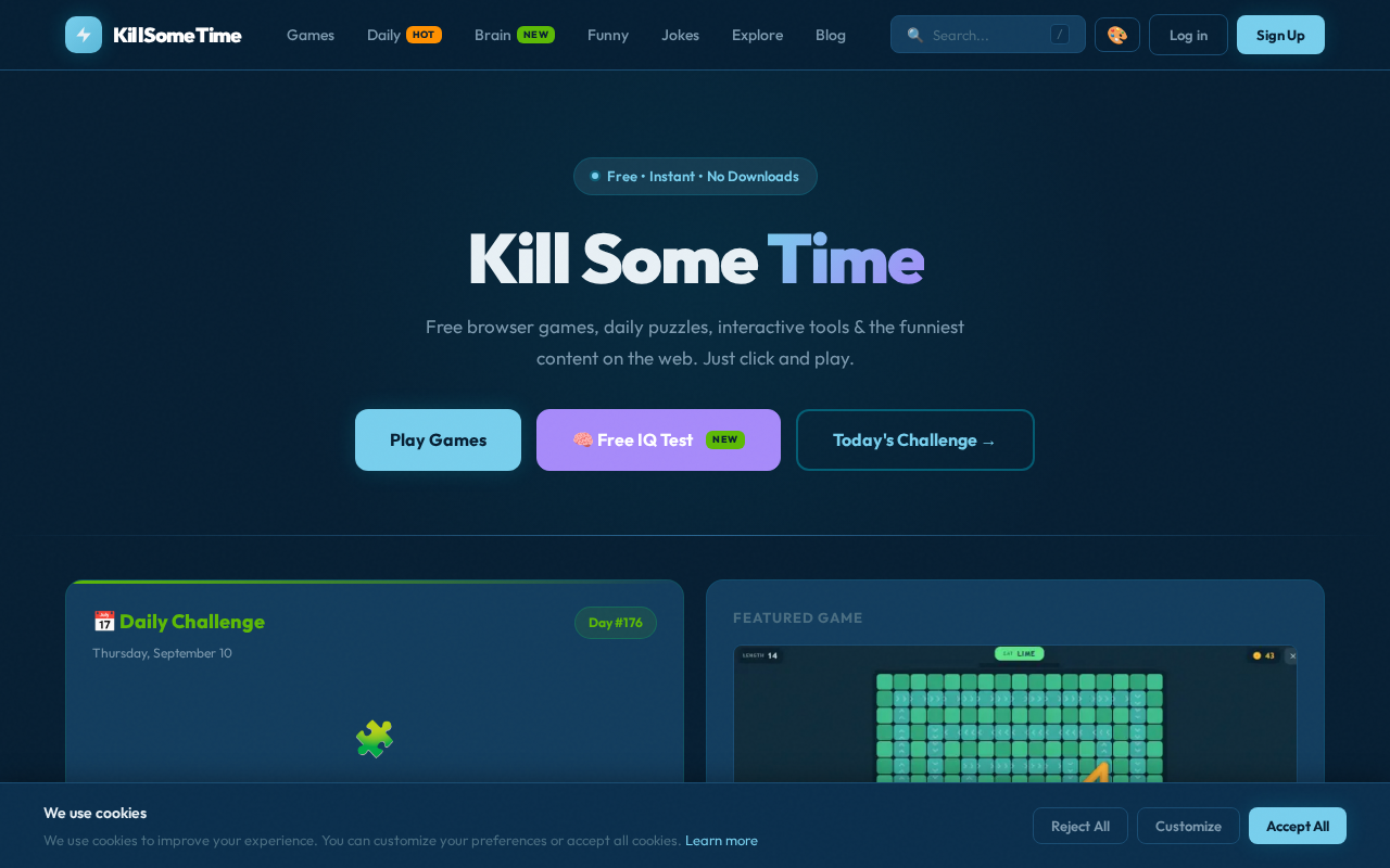 Free Browser Games, Daily Puzzles & Fun screenshot