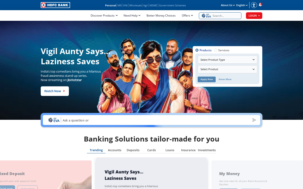 Personal Banking & Netbanking Services screenshot