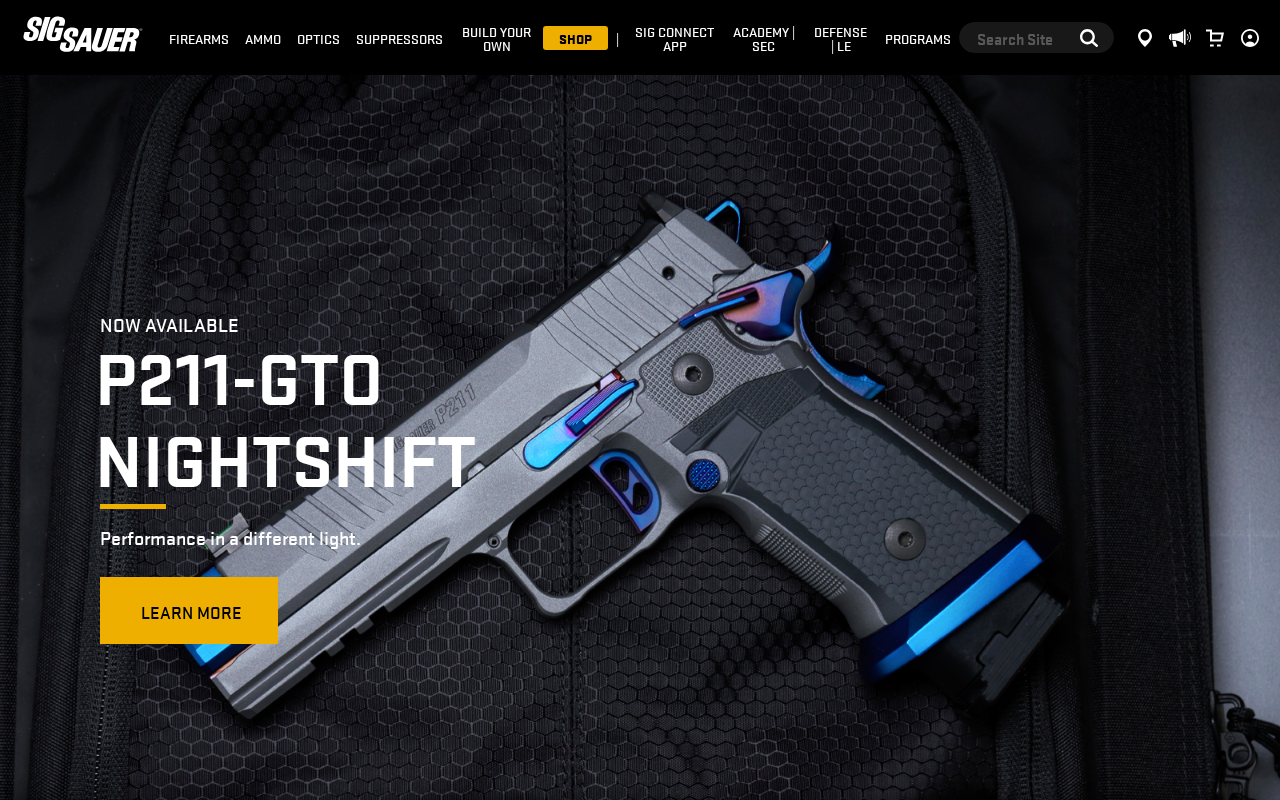 SIG SAUER Firearms, Ammunition, Optics & Suppressors screenshot