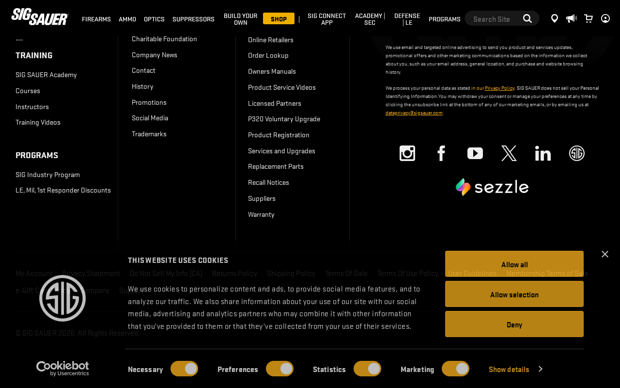 SIG SAUER Firearms, Ammunition, Optics & Suppressors screenshot