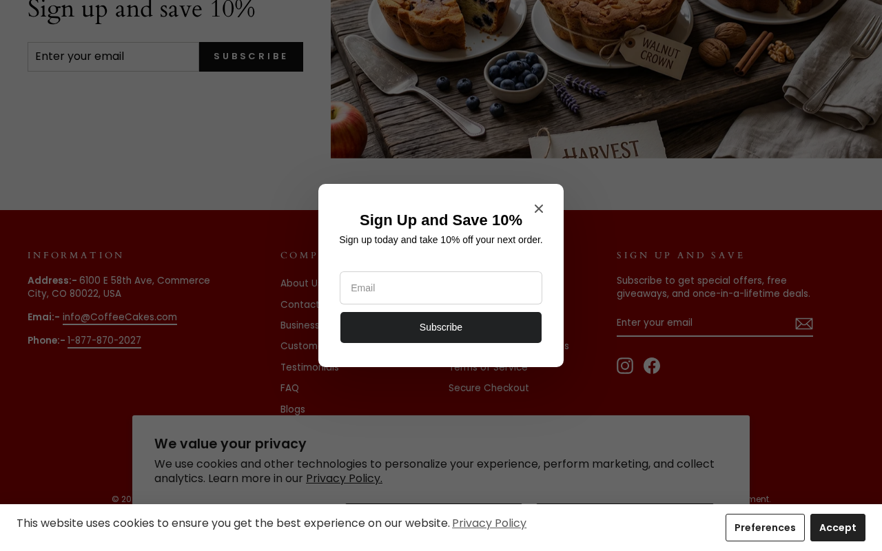 Delicious Coffee Cakes And Gourmet Gifts screenshot