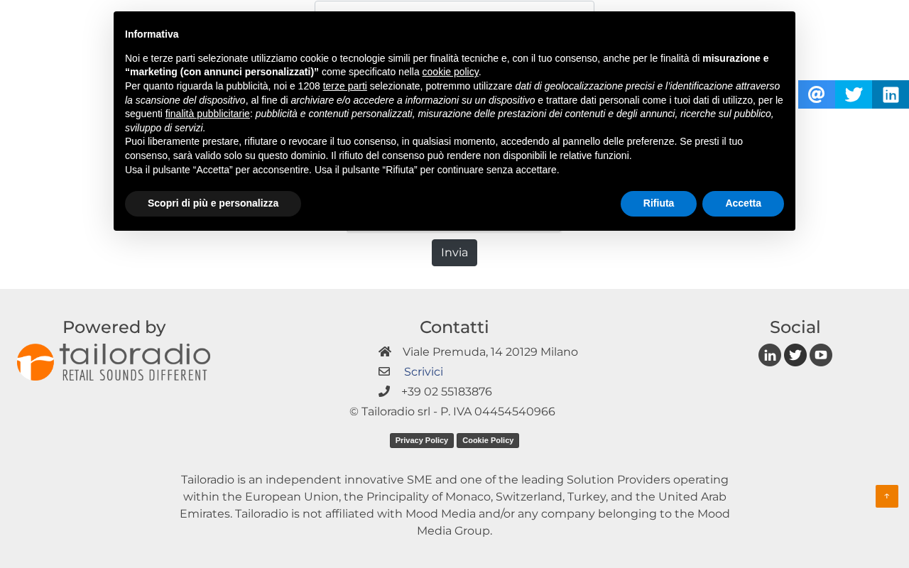 STEREOMOOD™ il mood sonoro del tuo Business La tua Radio In Store a 16€ al mese, con diritti di diffusione in pubblico e screenshot