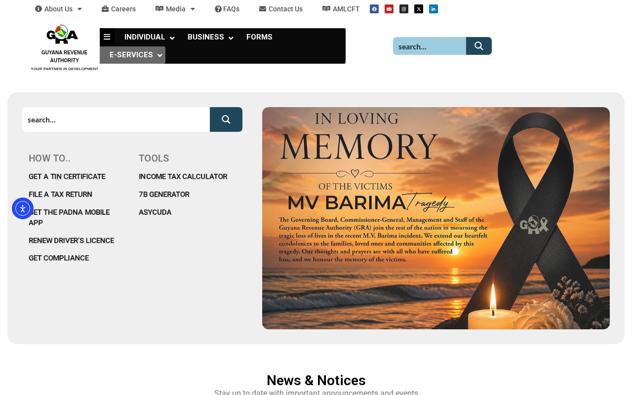 GUYANA REVENUE AUTHORITY YOUR PARTNER IN DEVELOPMENT screenshot